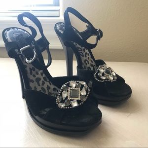 Black Suede with rhinestones shoes